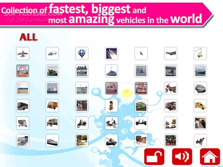 دانلود Vehicle sounds,pictures 4 kids 2.3 for Android +3.0 - دانلود آموزش وسائل حمل نقل به زبان انگلیسی برای کودکان برای اندروید - سافت گذر
