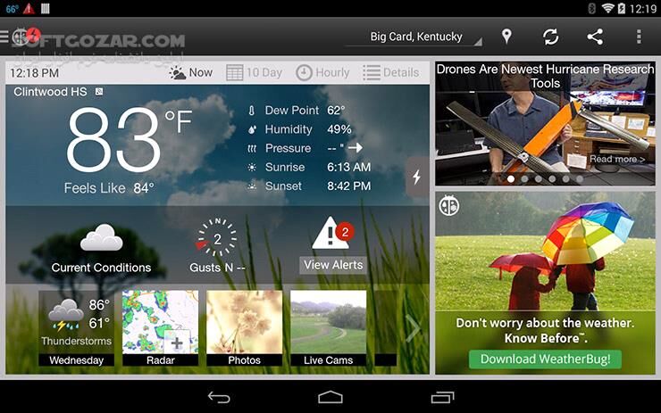 دانلود WeatherBug 5.27.0 for Android +4.1 - دانلود آب و هوا با دقت بالا برای اندروید - سافت گذر