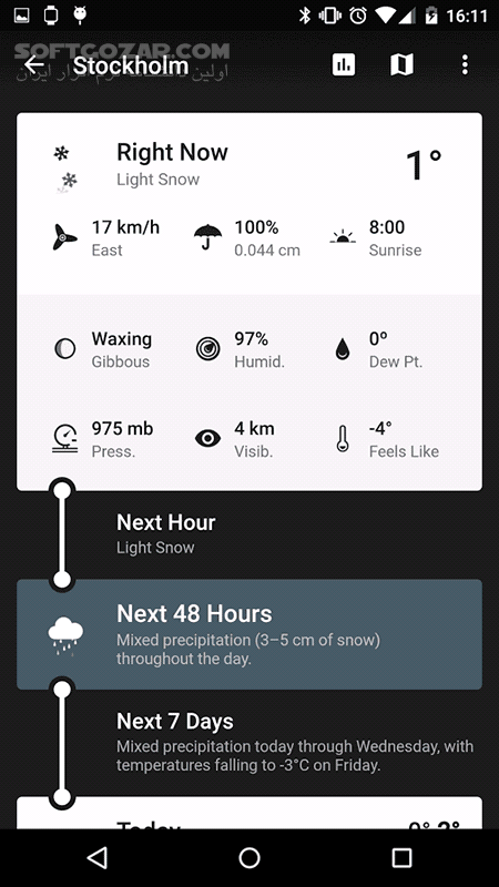 دانلود Weather Timeline 12.4.15 for Android +4.0 - دانلود تایم لاین آب و هوا برای اندروید - سافت گذر