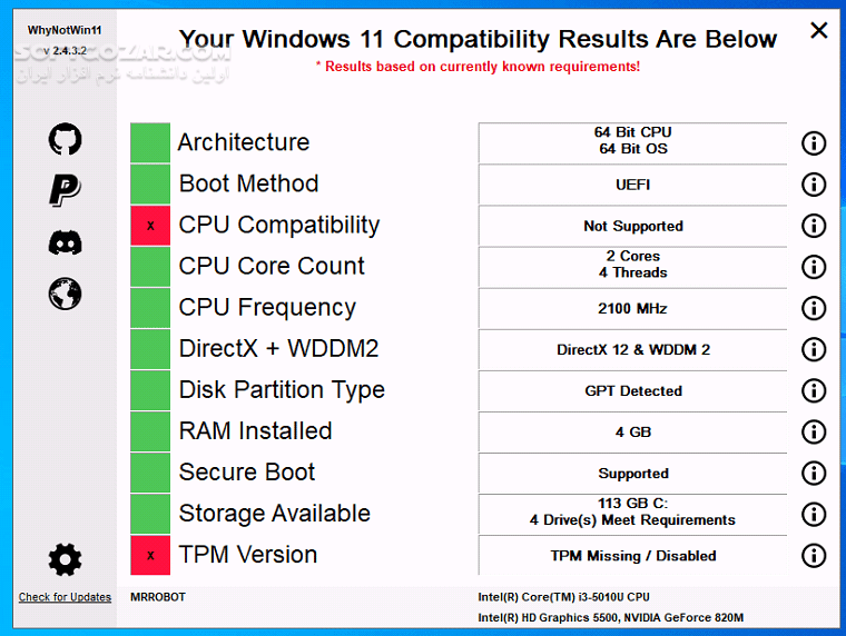 دانلود WhyNotWin11 2.6.1.1 Final - دانلود بررسی قابلیت نصب ویندوز 11 - سافت گذر