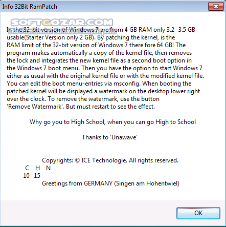 دانلود Windows 7 and 8 x86 Ram Patch 1.0.3.0 / 0.8.0.1 - دانلود رفع مشکل شناسایی نشدن کامل رمهای 4 گیگ در ویندوز 7 و 8 - سافت گذر