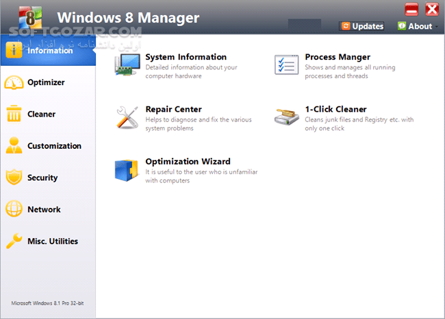 دانلود Windows 8 Manager 2.2.8 - دانلود نرم افزار مدیریت ویندوز 8 و 8.1 - سافت گذر