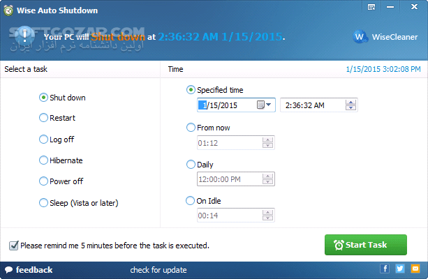 دانلود Wise Auto Shutdown 2.0.8.109 - دانلود وایز اتو شات‌داون - سافت گذر