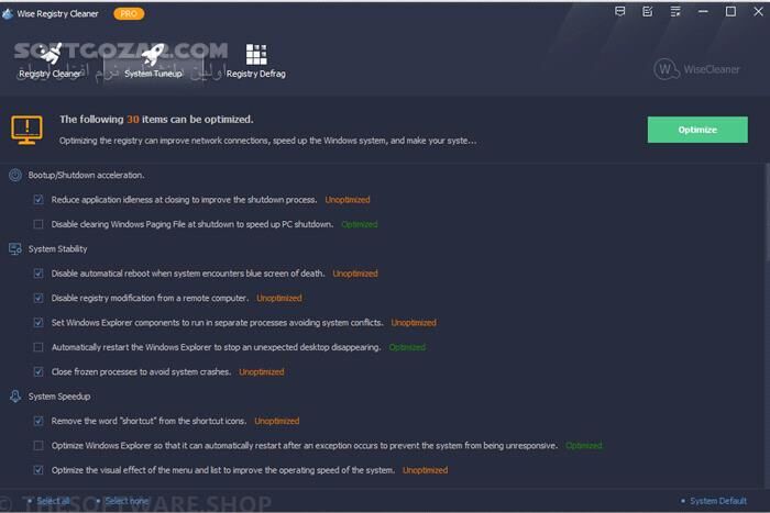 دانلود Wise Registry Cleaner Pro 11.2.4.729 - دانلود پاکسازی و بهینه سازی رجیستری ویندوز - سافت گذر