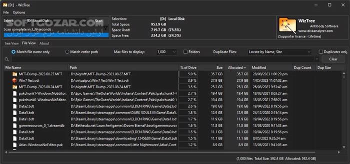 دانلود WizTree 4.28 Enterprise - دانلود شناسایی فایل ها و پوشه های حجیم - سافت گذر