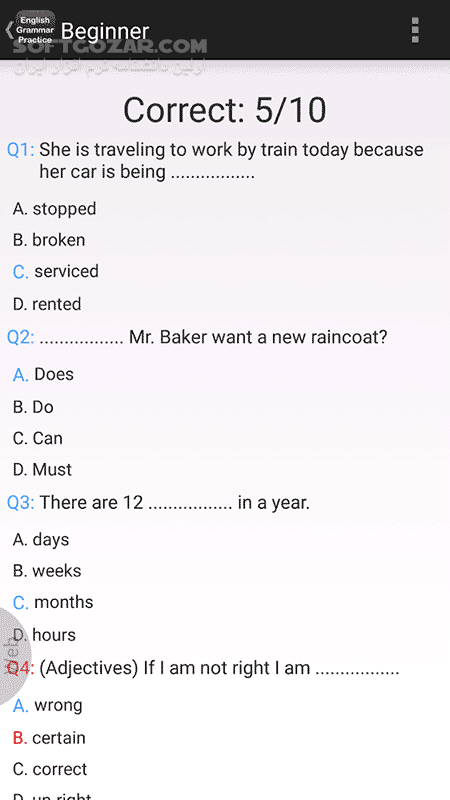 دانلود English Grammar Practice 6.01 for Android +2.3 - دانلود تمرین گرامر برای اندروید - سافت گذر
