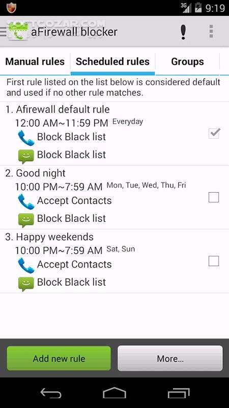 دانلود aFirewall call and sms blocker 5.0.7 for Android +4.4 - دانلود فایروال پیام کوتاه و تماس برای اندروید - سافت گذر