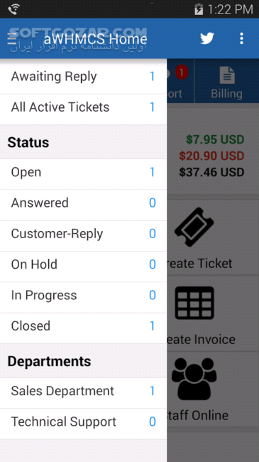 دانلود aWHMCS 2.8.2 for Android +3.2 - دانلود کلاینت رسمی مدیریت WHMCS برای اندروید - سافت گذر