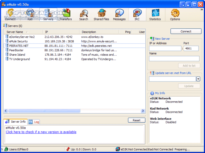 دانلود eMule 0.5a - دانلود بهترین برنامه اشتراک گذاری فایل و دانلود از P2P و شبکه eDonkey - سافت گذر