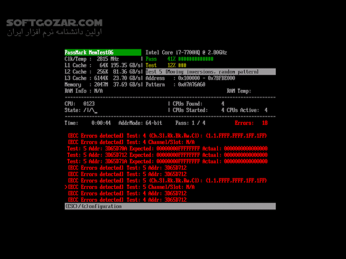 دانلود PassMark MemTest86 Pro 11.5 Build 1000 - دانلود مم تست 86 ابزار تست سلامت رم - سافت گذر